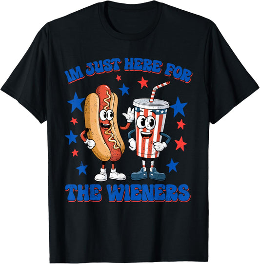 I'm Just Here For The Wieners Hotdog Patriotic 4th Of July T-Shirt