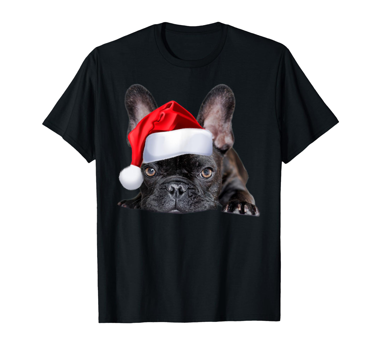 Cute French Bulldog Santa Hat Frenchie Image Christmas Gift T-Shirt