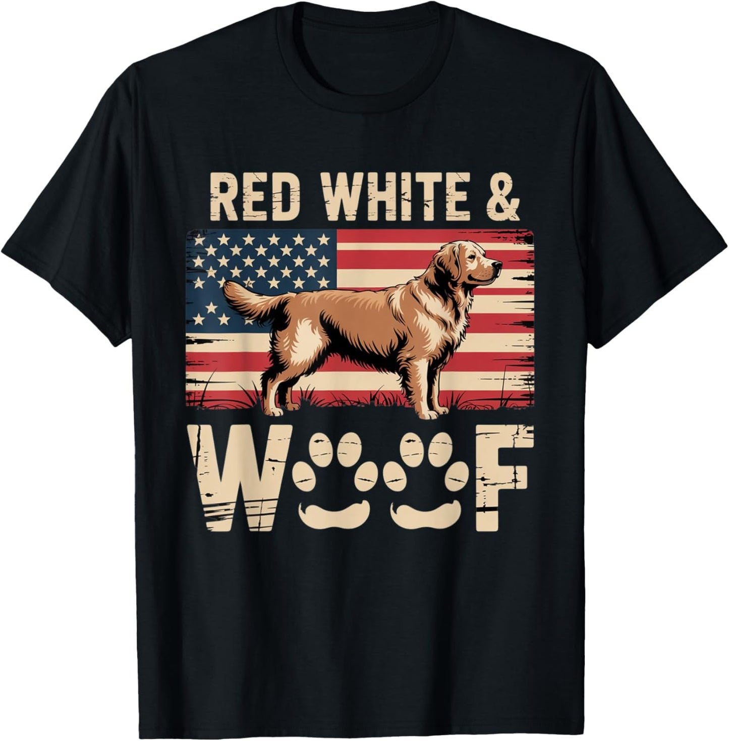 Red White and Woof Funny 4th of July Dog T-shirt