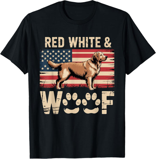 Red White and Woof Funny 4th of July Dog T-shirt