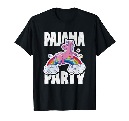 Pajama Party Retro Cute Unicorn Rainbow Bed Time PJ T-Shirt