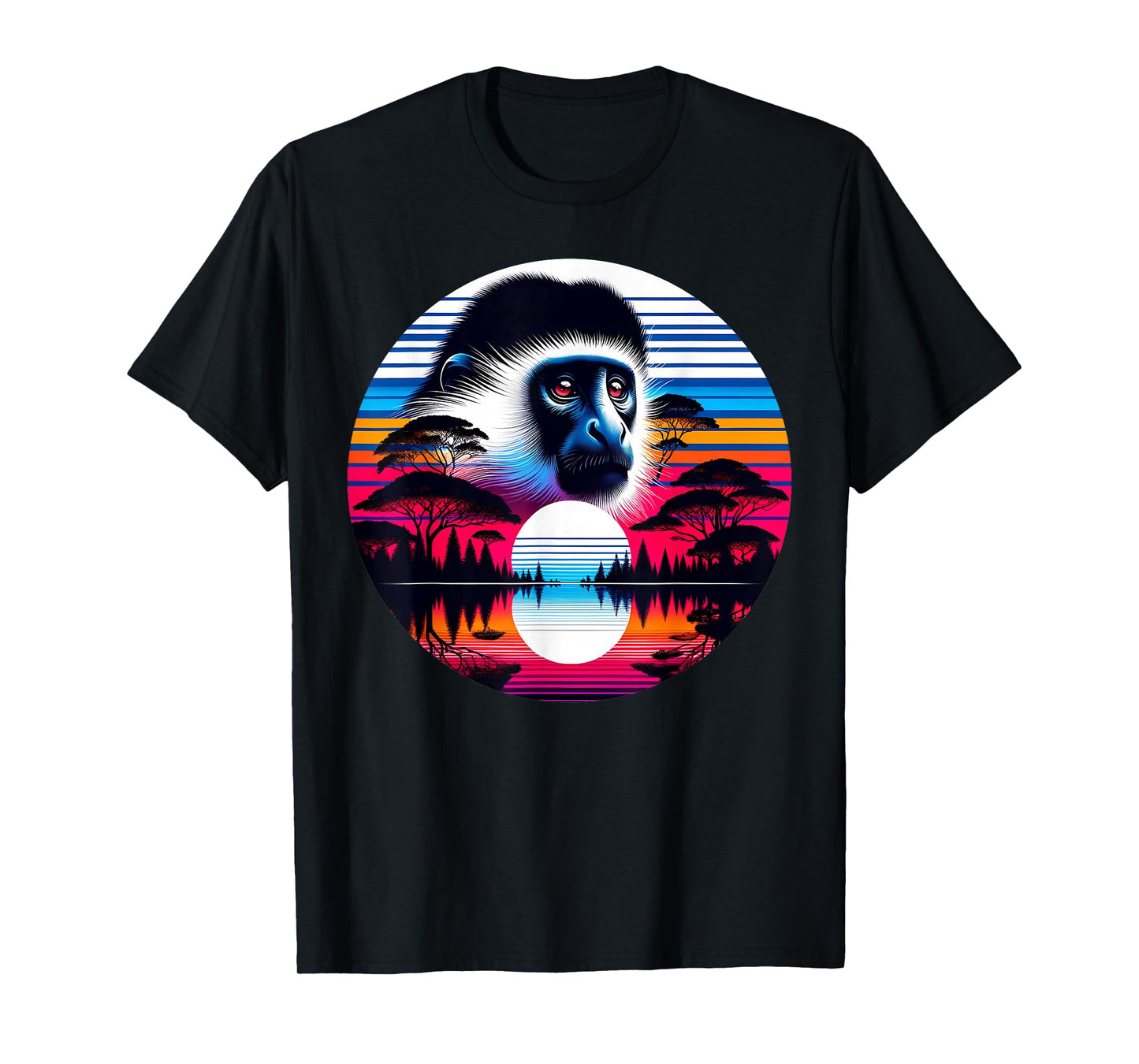 Colobus Monkey Sunset Retro Style Safari Vintage 70s T-Shirt