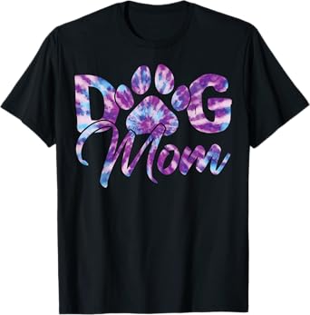 Tie Dye Dog Mom Apparel For Women Dog Lover Gifts Paw Print T-Shirt