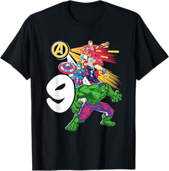 Marvel Super Heroes Avengers 9 Year Old Ninth Birthday T-Shirt