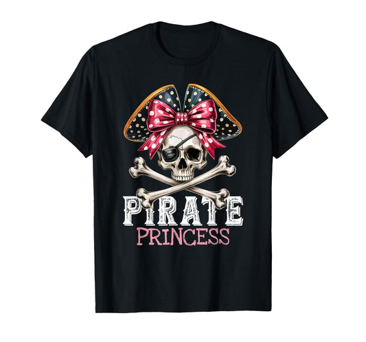 Funny Pirate Princess Coquette Bow Halloween Costume Girls T-Shirt
