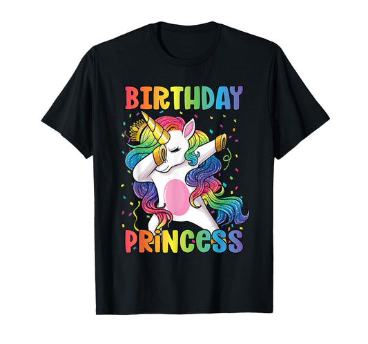 Birthday Princess Shirt Dabbing Unicorn Girl T-Shirt