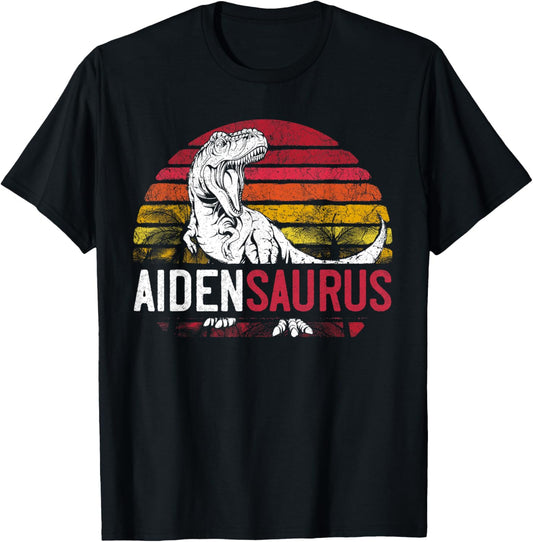 Aiden Saurus Funny Personalized Dinosaur T Rex Name T-Shirt