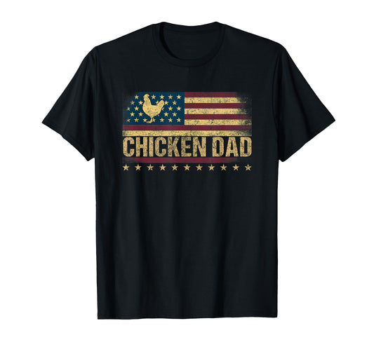 Vintage USA Flag Chicken Dad Stars T-Shirt
