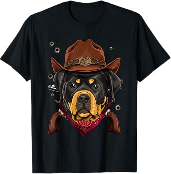 Western Cowboy Rottweiler Rodeo Howdy Rottie Pet Dog Lover T-Shirt