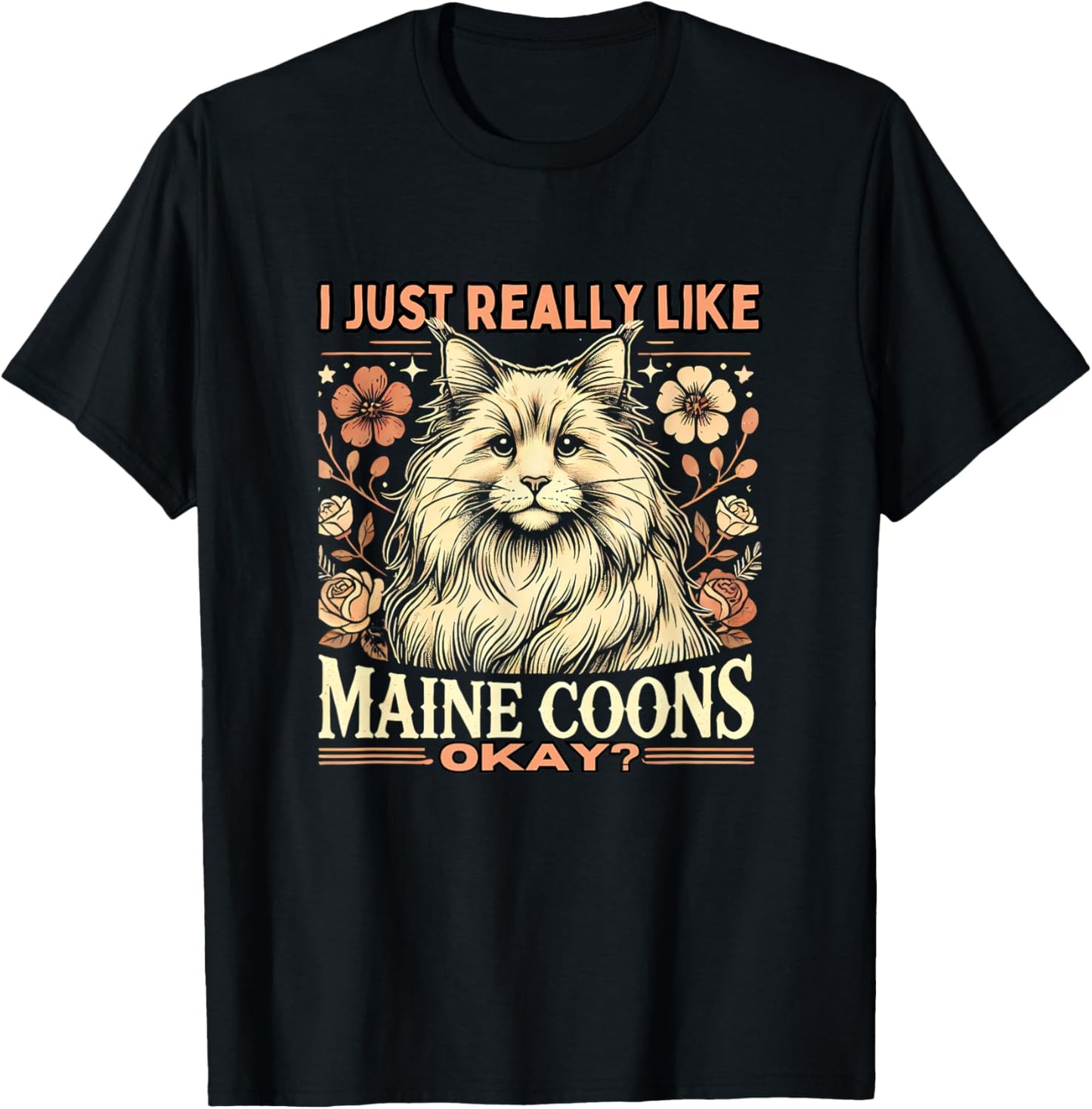 Maine Coon Gifts Maine Coon Lover Unisex-Adults Kids Cat Lovers T-Shirt Black Small Modern Classic Round Collar Crew Neck Short Sleeve Classic Fit Lightweight