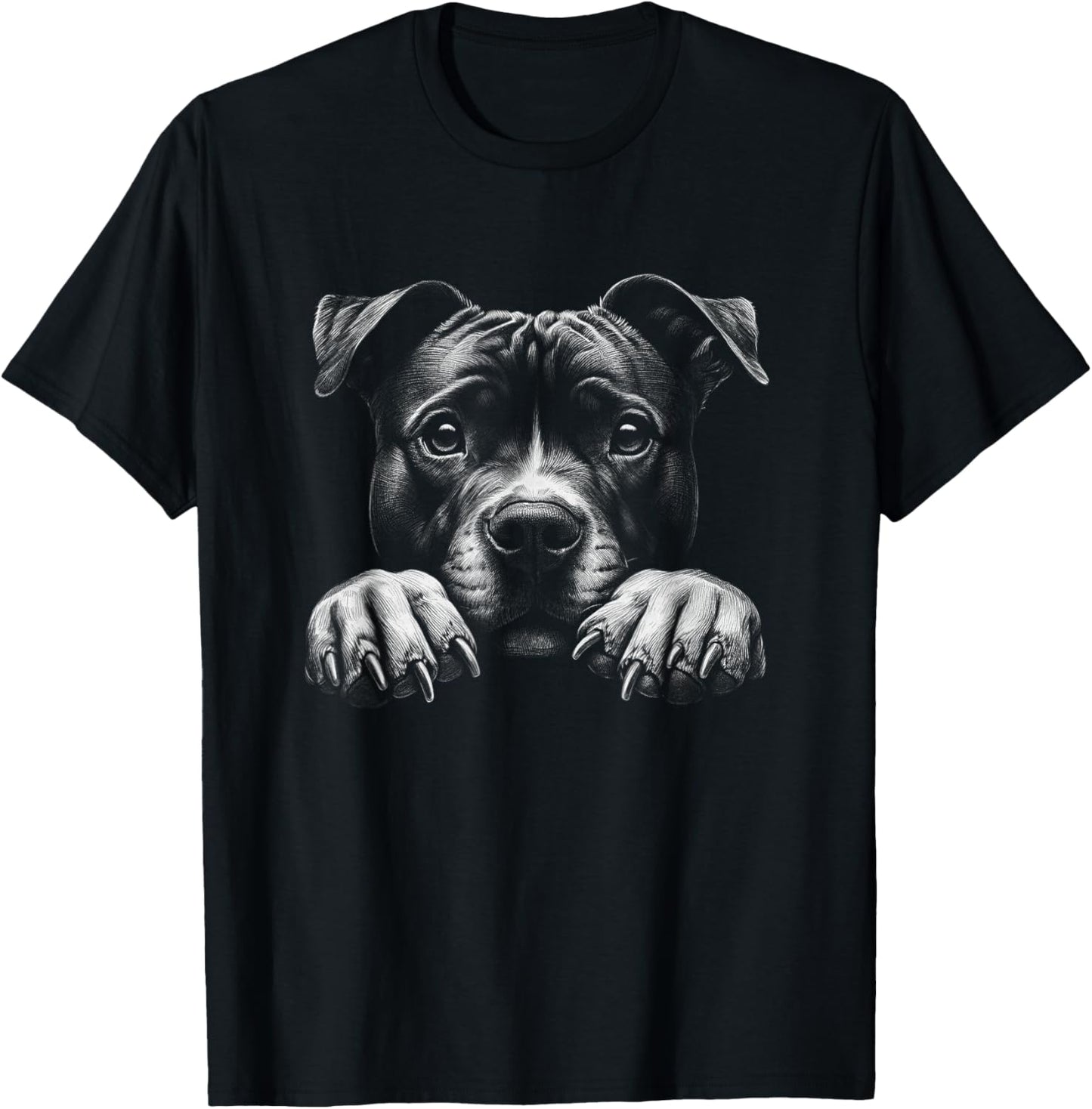 Staffordshire Bull Terrier Staffy Dog Art Peeking Design T-Shirt