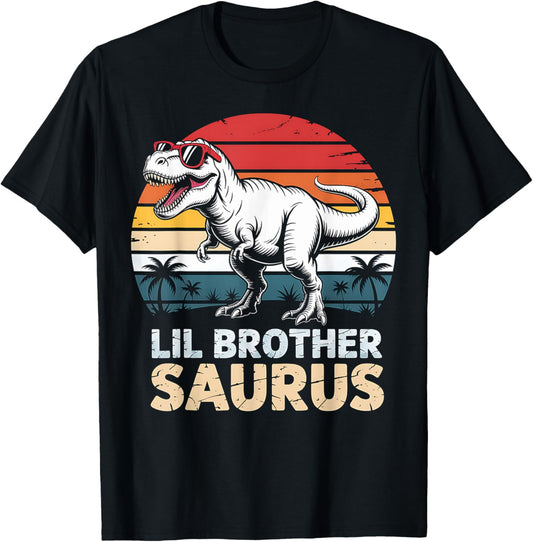 Lil Brother Saurus Dinosaur TRex Funny Boys Toddlers Kids T-Shirt