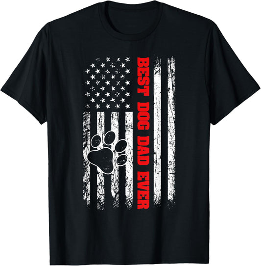 Distressed US Flag 4th of July Dog Lover Retro T-Shirt