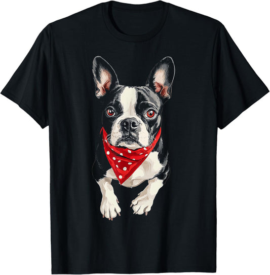 Boston Terrier Dog Motif Pet Illustration Boston Terrier T-Shirt