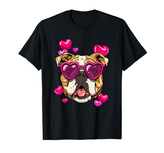 Valentines Day American Bulldog Heart Couples Dog Lover T-Shirt