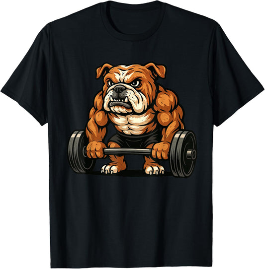 English Bulldog Weightlifting Bodybuilder Workout Gym Dog T-Shirt