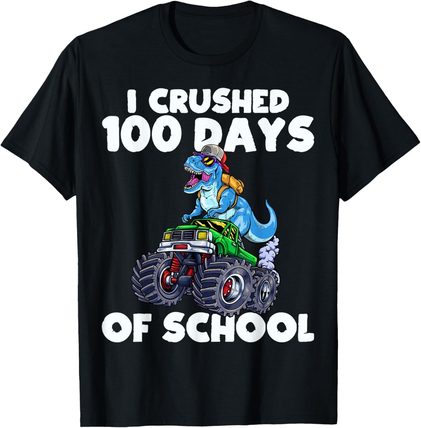 100 Days of School 100th Day of School Dino Monster Truck T-Shirt
