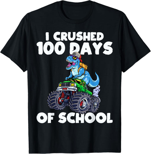 100 Days of School 100th Day of School Dino Monster Truck T-Shirt
