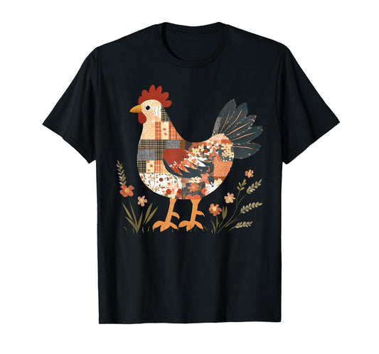 Floral Chicken Cottagecore Farm Aesthetic Rustic Farm Animal T-Shirt