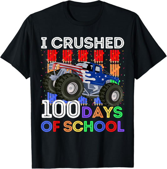 100 Days of School Monster Truck 100th Day of School Boys T-Shirt