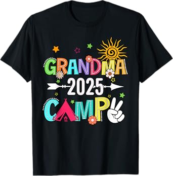 Grandma Camp 2025 Family Vacation Summer Camping Crew Kids T-Shirt