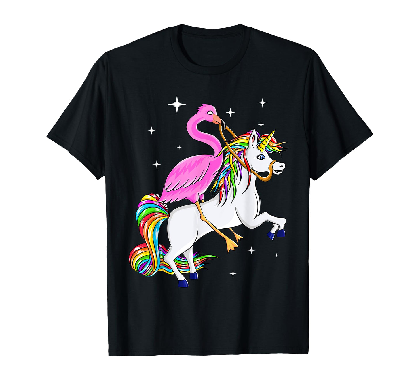 Flamingo Riding Unicorn Pink Flamingo Gift Kids Women T-Shirt