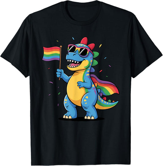 Ally Dinosaur Gay Pride LGBTQ Rainbow Flag Support Parades T-Shirt