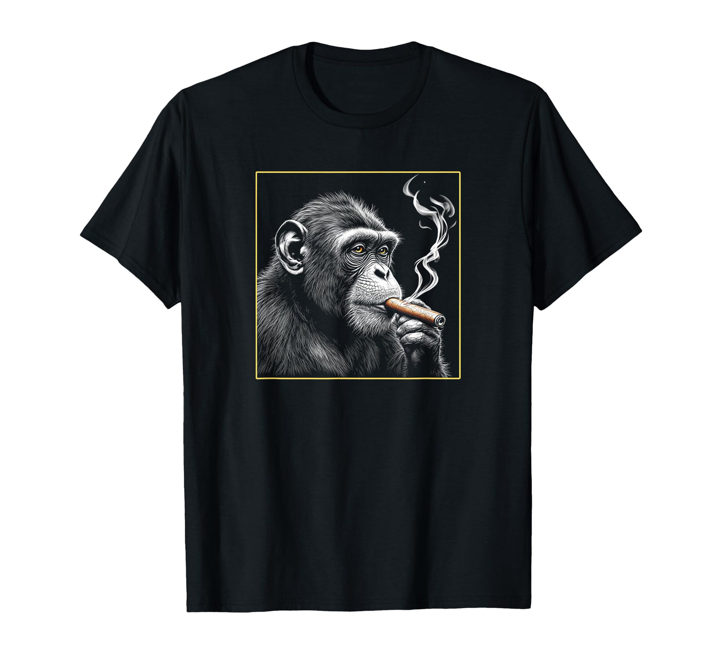 Monkey Smoking a Cigar, Funny Zoo Ape Animal Art Graphic T-Shirt