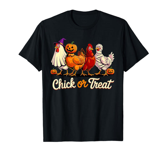 Chick Or Treat Halloween Witch Spooky Chicken Funny Farmer T-Shirt