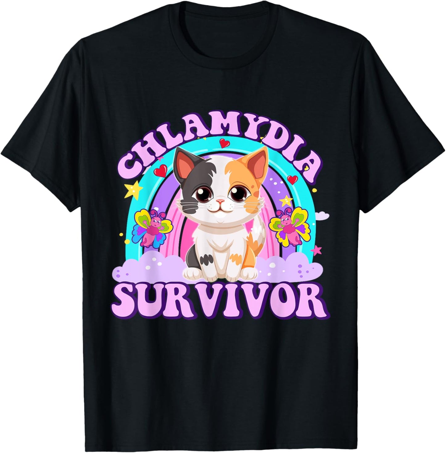 Chlamydia Survivor Cat Meme Funny Shirts for Men Adult Humor T-Shirt