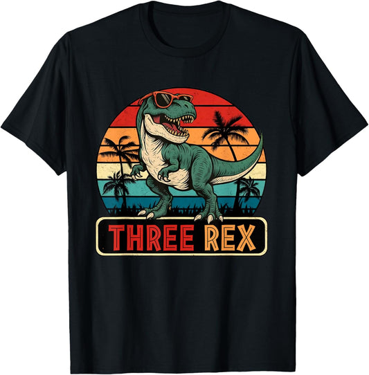 Three Rex 3rd TRex Dinosaur 3 Birthday Party Family Matching T-Shirt