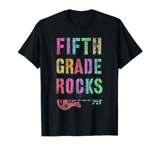 5th GRADE ROCKS Test Teacher Rockstar Squad Fifth Gr I Teach Men Women Kids T-Shirt