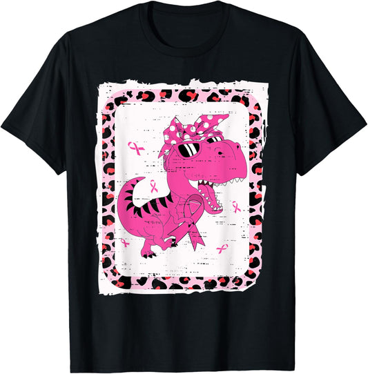 Breast Cancer shirt for Kids Women Girl T Rex Dinosaur Pink T-Shirt
