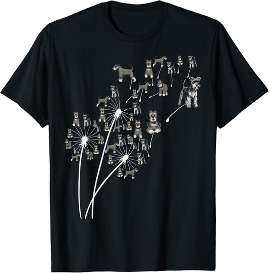 Dandelion Schnauzer Flower, Floral Miniature Schnauzer Tree T-Shirt