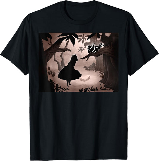 Disney Alice In Wonderland Alice And Cheshire Cat Silhouette T-Shirt