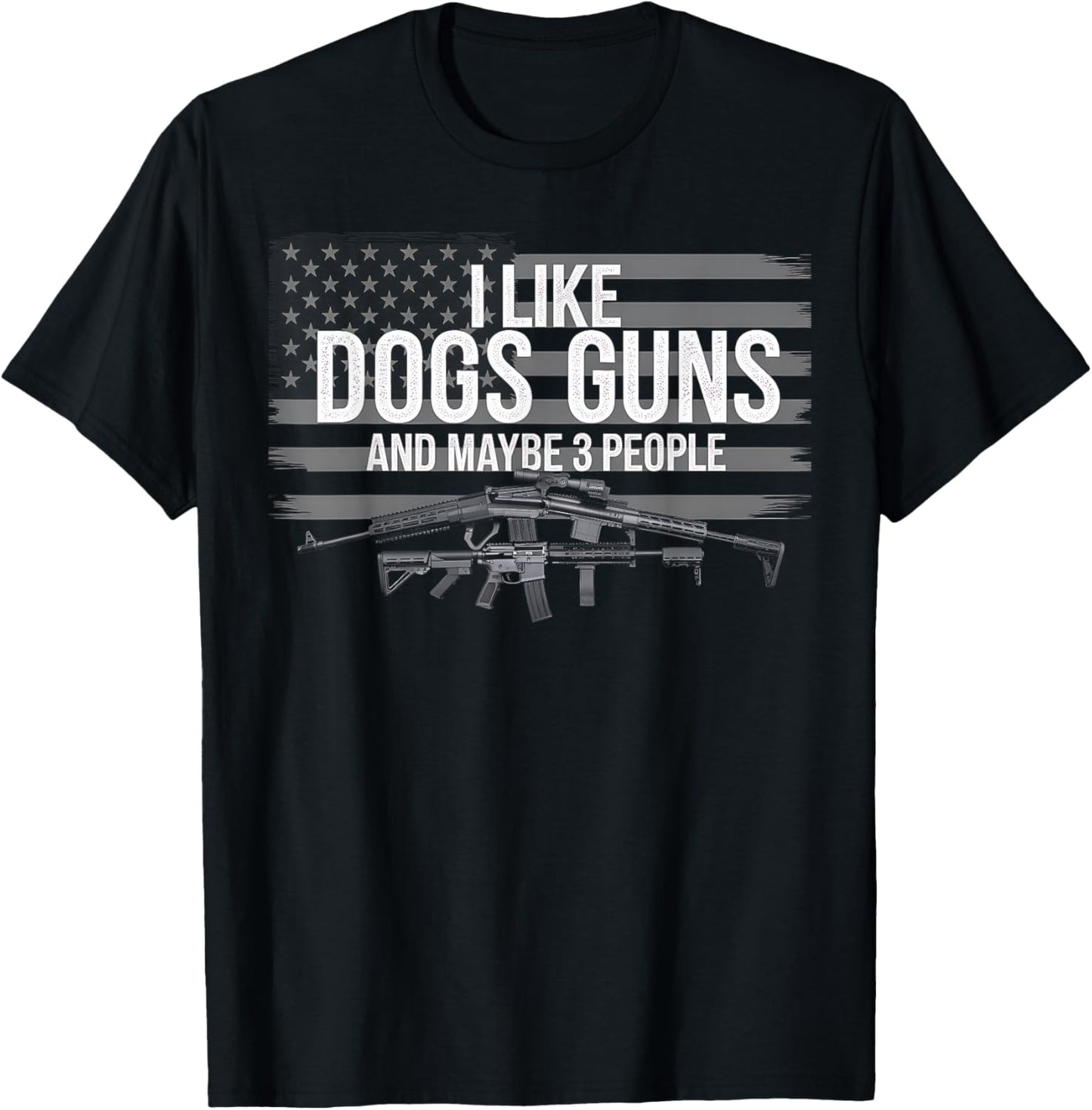 Dog Lover Gun Lover American Flag Design T-Shirt