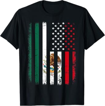 Mexican American Flag Mexican Roots Mexico America T-Shirt