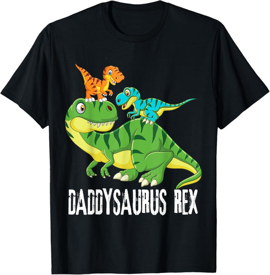 Daddy Daddysaurus Rex (2 kids) dinosaur Father's Day Gift T-Shirt