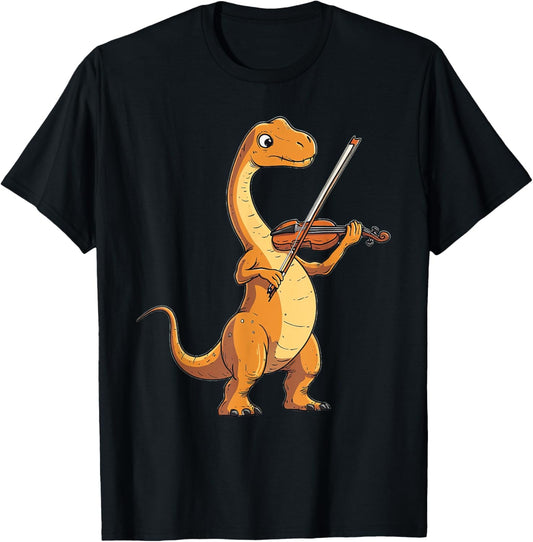 Brachiosaurus Dinosaur Playing Violin Musician Music T-Shirt