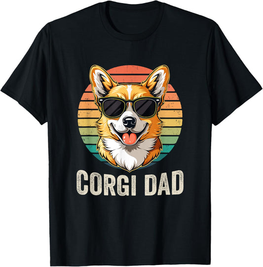 Vintage Corgi Dad Ever Father Day For Dad Lovers Funny T-Shirt