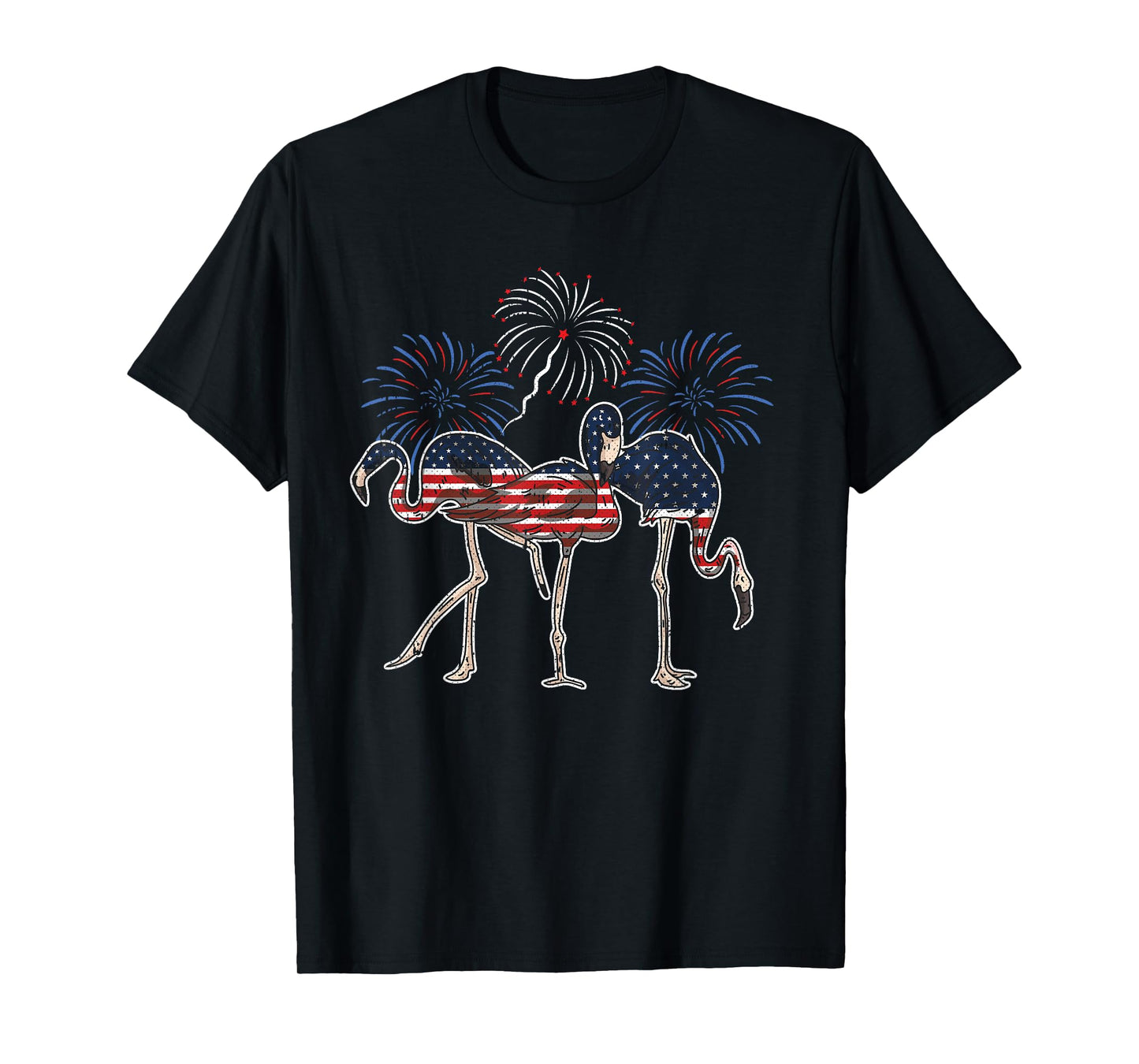 Flamingo American Flag 4th Of July Cute Animal Patriotic T-Shirt