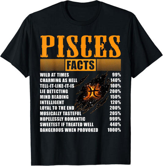 Pisces Facts T-Shirt Pisces Birthday Gifts T-Shirt