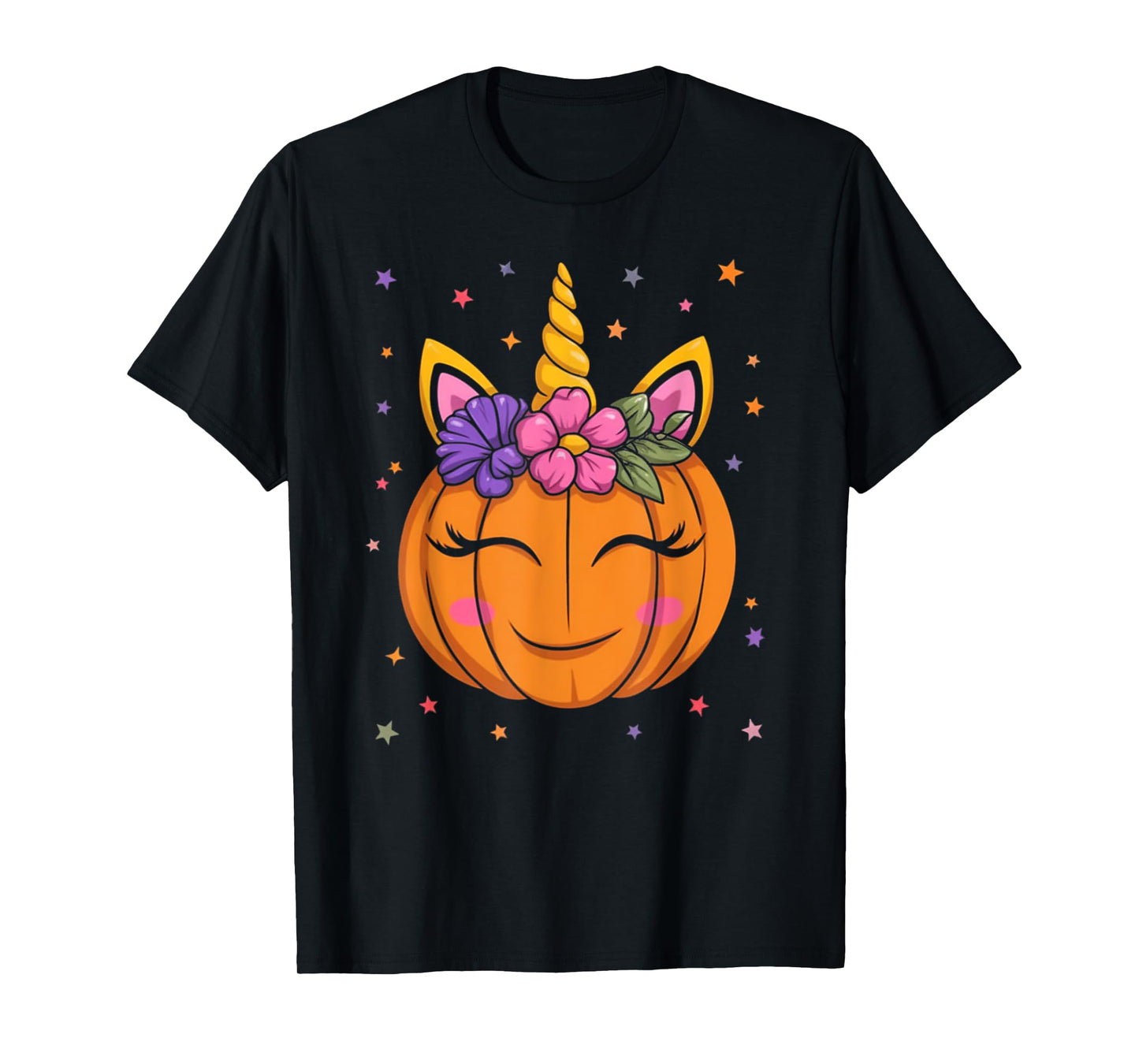 Cute Unicorn Pumpkin Girls Kids Funny Halloween Costume T-Shirt