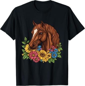 Horse with flowers, Horse and Riding T-Shirt
