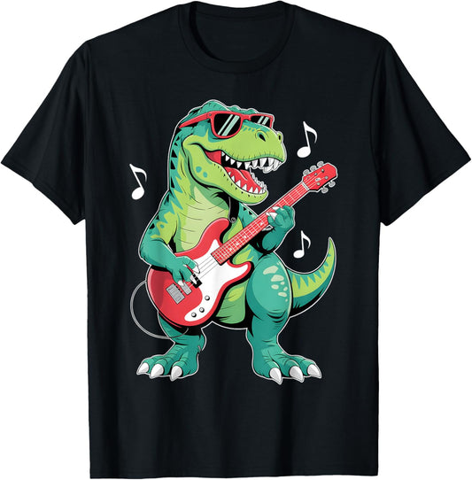 Funny Dinosaur and Guitar Lover Toddler Boys Kids Men T-Shirt