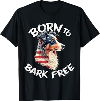Funny Aussie Dog Vintage Australian Shepherd American Flag T-Shirt