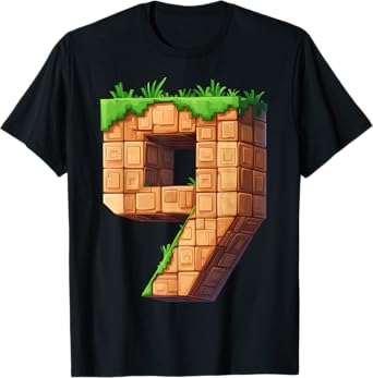 Fun 9th Birthday Number 9 Video Gamer Pixel Themed Bday Boys T-Shirt