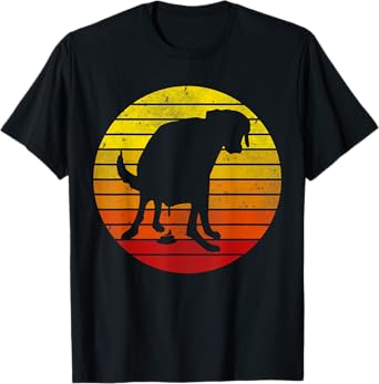 Vintage Retro Labrador Sunset Dog Pooping Funny Pet Lover Men Women Girls Kids T-Shirt