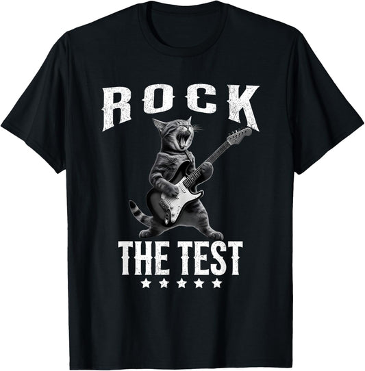 Rock The Test Teacher Test Day Cat Lover State Testing T-Shirt