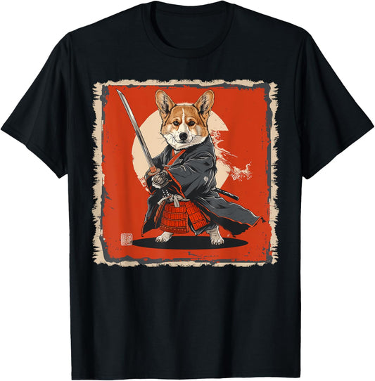 Pembroke Corgi Dog Japanese Art Samurai Ukiyo-e T-Shirt